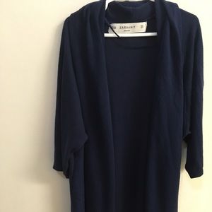 Zara Navy Short-sleeved Cardigan